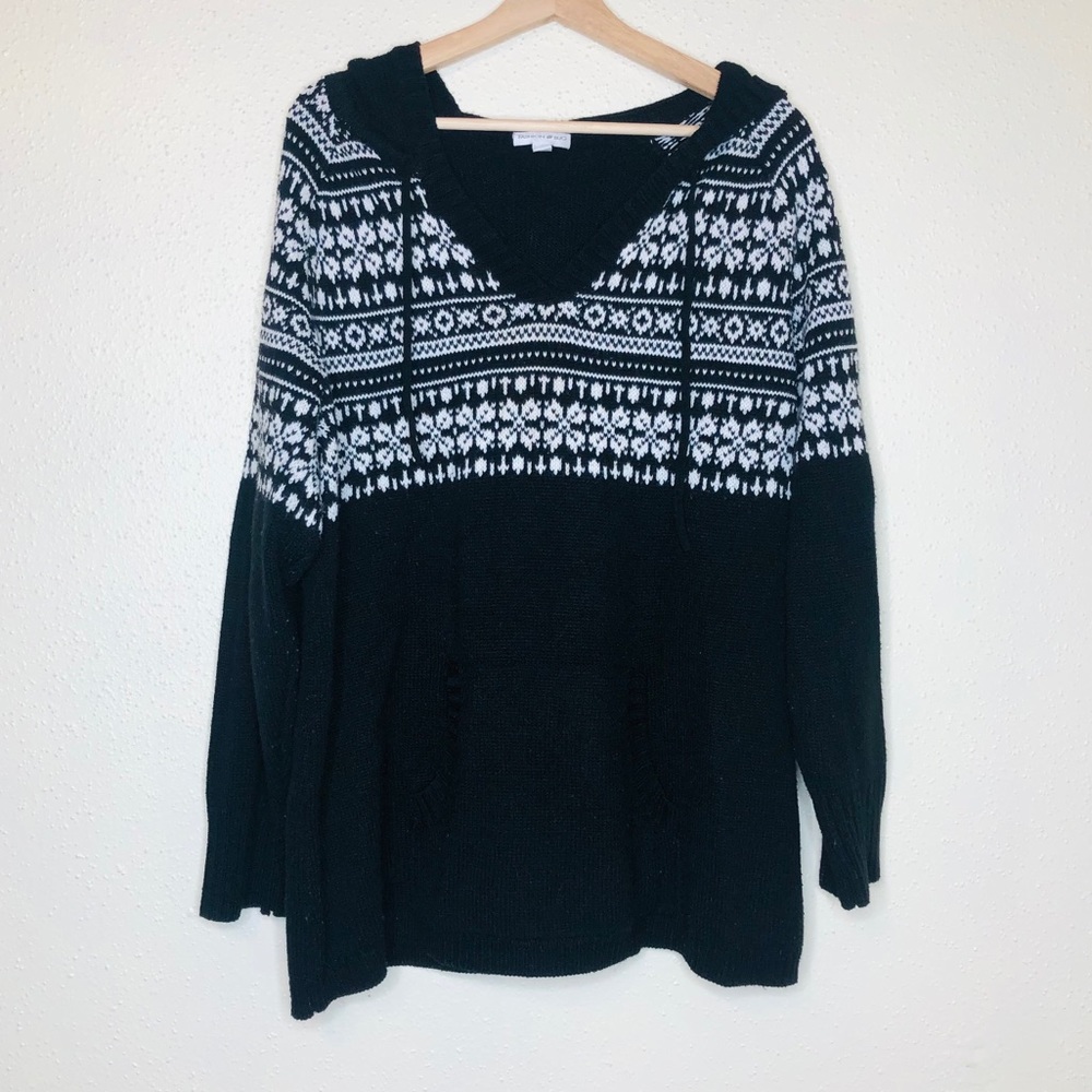 Fashion Bug Black Hooded Pullover Sweater